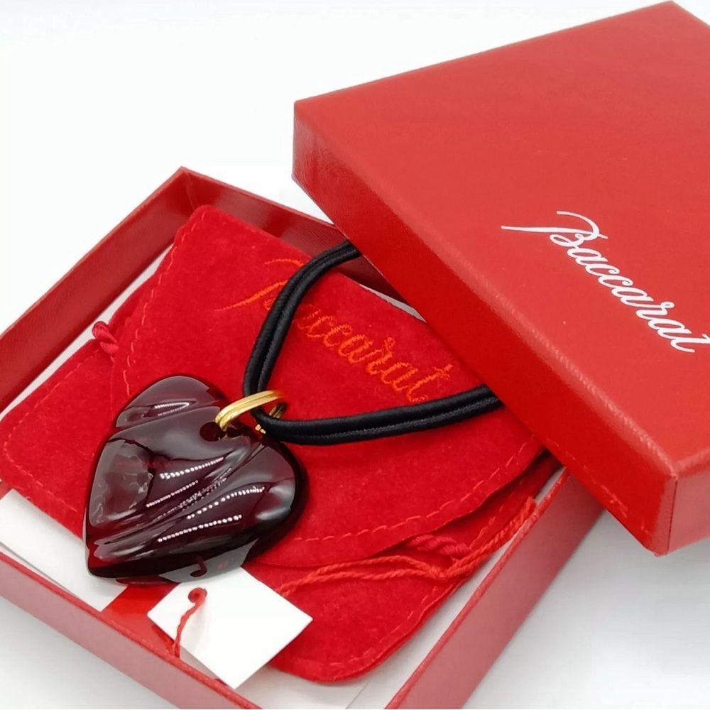 Baccarat Red Ruby Heart Necklace, vintage!